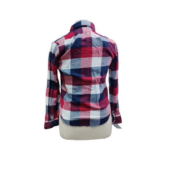 Express mens Red, White and Blue checkered flannel shirt - Picture 2 of 2